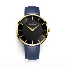 Genuine leather customized personalized wrist watch watches men wrist slim stone quartz watch